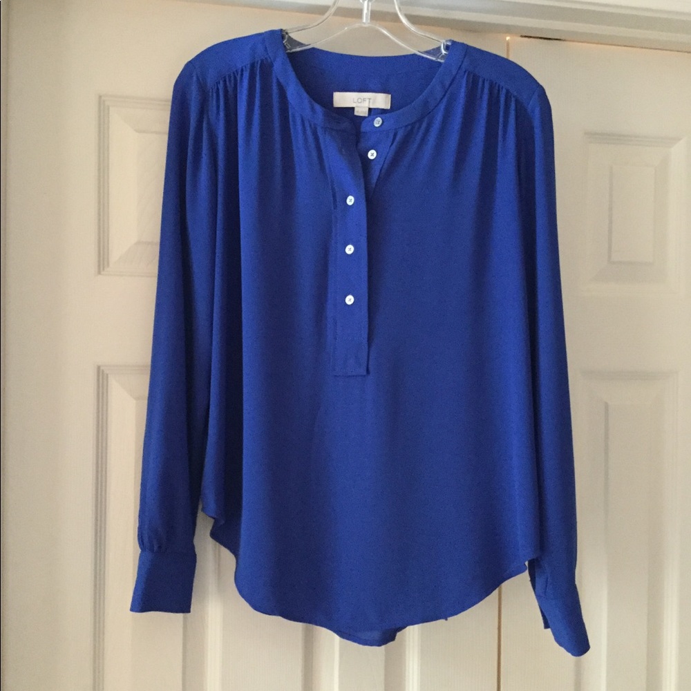 EUC Loft long sleeve henley blouse